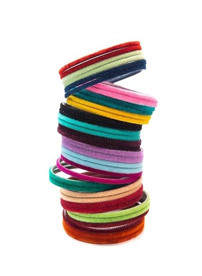 BANGLESKART مجموعة أساور معدنية متعددة الألوان من بانغلسكارت للنساء | أساور مخملية متعددة الألوان | أساور بلمسة نهائية غير لامعة | أساور بلمسة نهائية لامعة خفيفة | مجموعة أساور أنيقة للفتيات (مخمل متعدد الألوان، 2.6) - Image 3