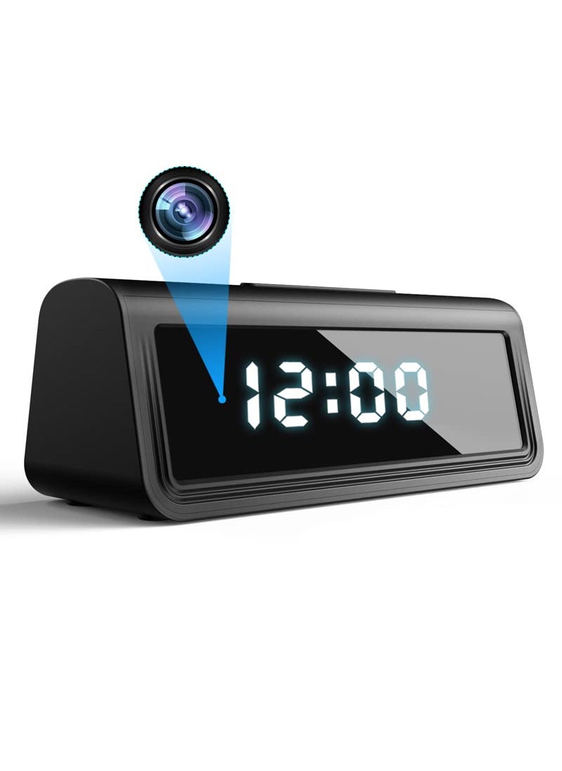 TECHNOVIEW TECHNOVIEW WiFi Camera Digital Table Clock HD 4k Video and Audio Recording Low Light Night Vision Motion Detection Wide Angle Indoor Security Camera Support Upto 128GB Sd Card Black  - Image 1