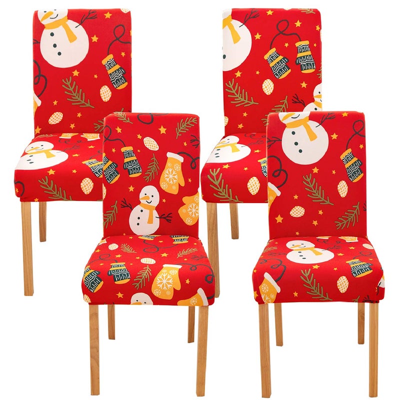 Ogrmar 4PCS Stretch Removable Washable Dining Room Chair Protector Slipcovers Christmas Decoration/Home Decor Dining Room Seat Cover - Image 1