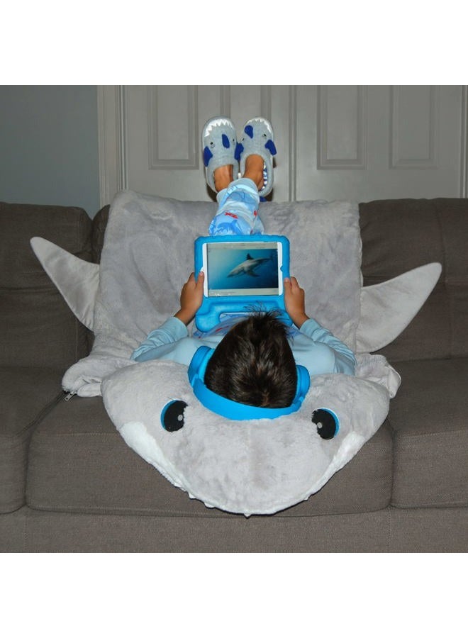 Dearfoams Easter Basket Stuffers Gifts for Kids Washable Animal Critter Slippers, Shark, 9-10 Toddler - Image 2