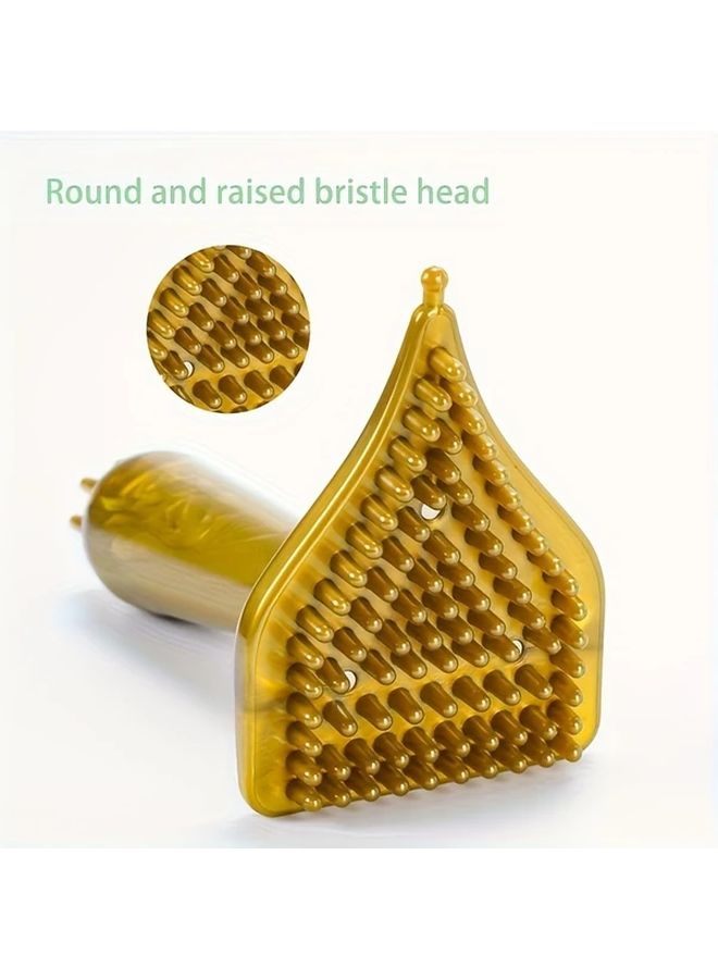 1 قطعة فرشاة تدليك ذهبية بمقبض طويل تصميم مثلث شعيرات كثيفة تحفيز الأنسجة العميقة ضغط الجسم سبا للاستخدام المنزلي - Image 5