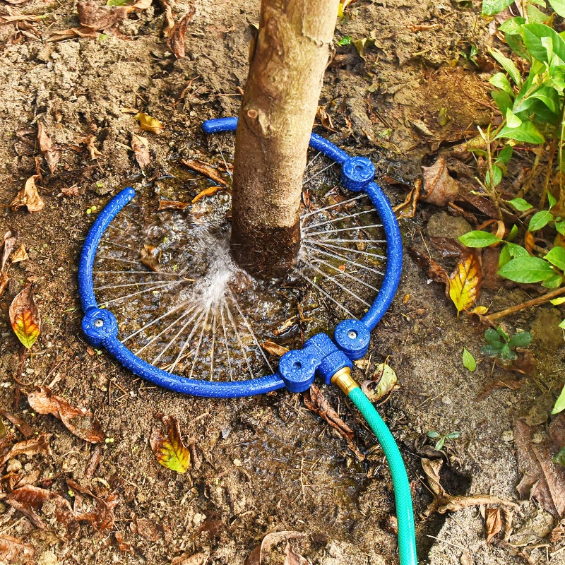 ZZM 360Â°Tree Water System Tree Watering Ring Circle Sprinkler and Irrigation System Targeted Water with Y Hose Splitter for New Tree Outdoor Plants Raised Garden Beds Shrubs (Small) - Image 1