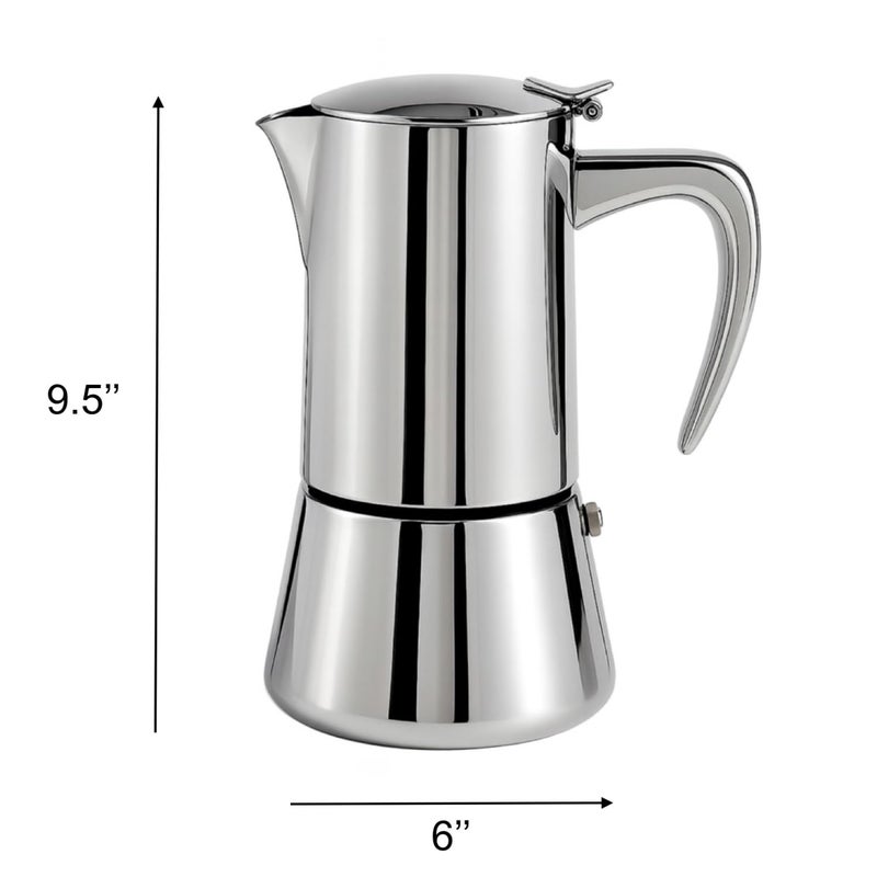 Natier Stainless Steel Stovetop Espresso Maker â€“ Italian Moka Pot, Induction Compatible Espresso Coffee Maker with Safety Valve (10 Cups) - Image 3