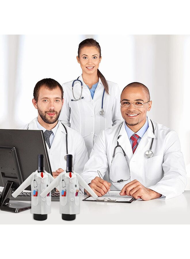 معطف نبيذ أبيض، غطاء تغليف نبيذ من اللباد لحفل التخرج مع قلادة كبسولات حقنة لممارسي الطب المتقاعدين (رجال) - Image 4