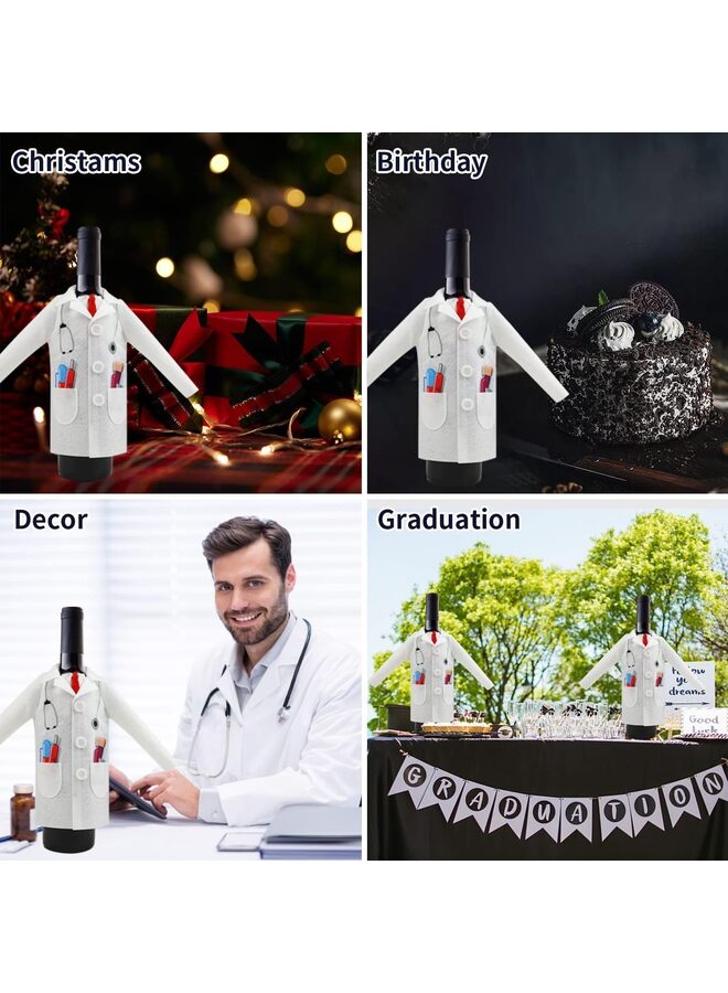 معطف نبيذ أبيض، غطاء تغليف نبيذ من اللباد لحفل التخرج مع قلادة كبسولات حقنة لممارسي الطب المتقاعدين (رجال) - Image 3