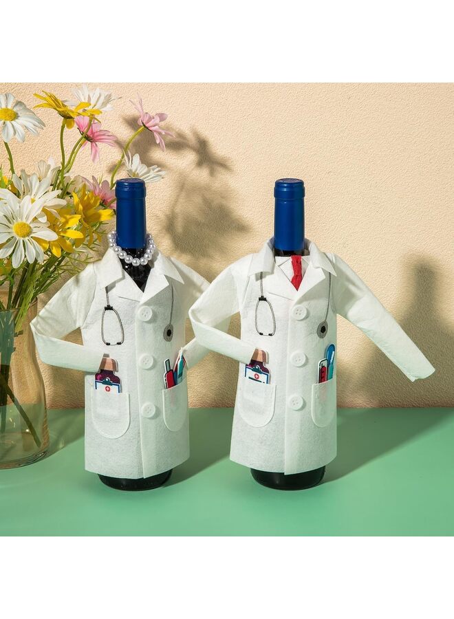 معطف نبيذ أبيض، غطاء تغليف نبيذ من اللباد لحفل التخرج مع قلادة كبسولات حقنة لممارسي الطب المتقاعدين (رجال) - Image 2