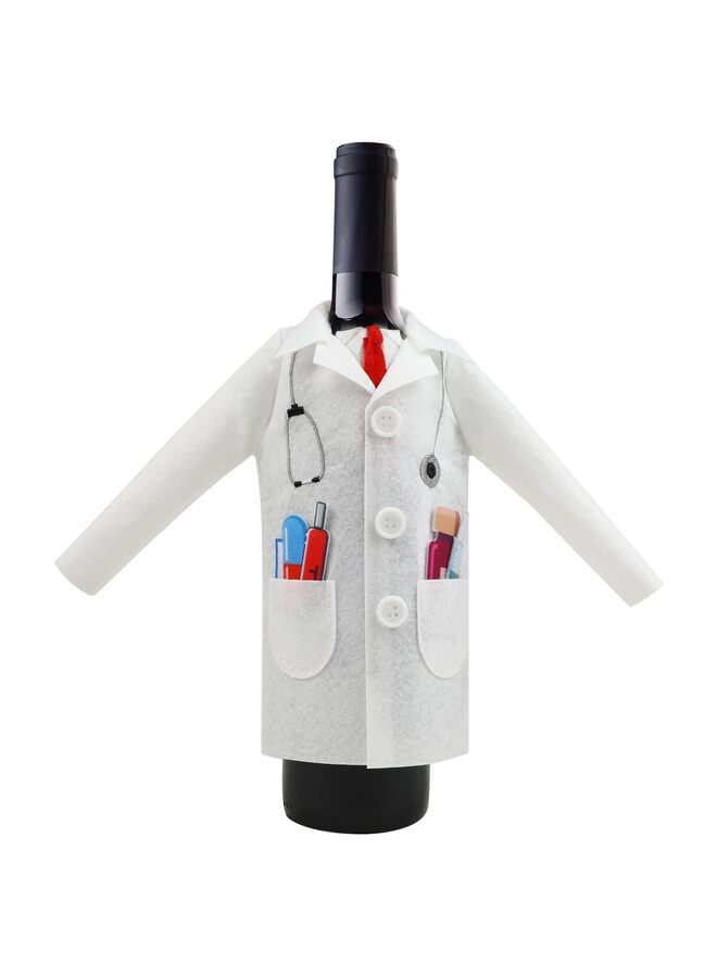 معطف نبيذ أبيض، غطاء تغليف نبيذ من اللباد لحفل التخرج مع قلادة كبسولات حقنة لممارسي الطب المتقاعدين (رجال) - Image 1