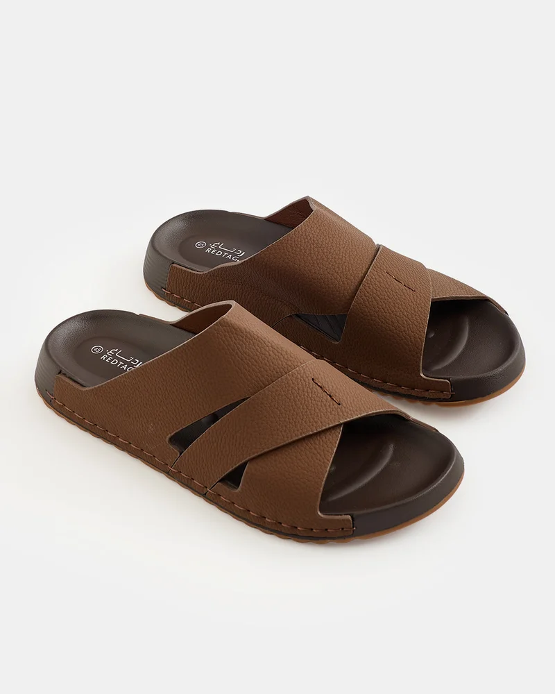Redtag Men Brown Criss Cross Sandals