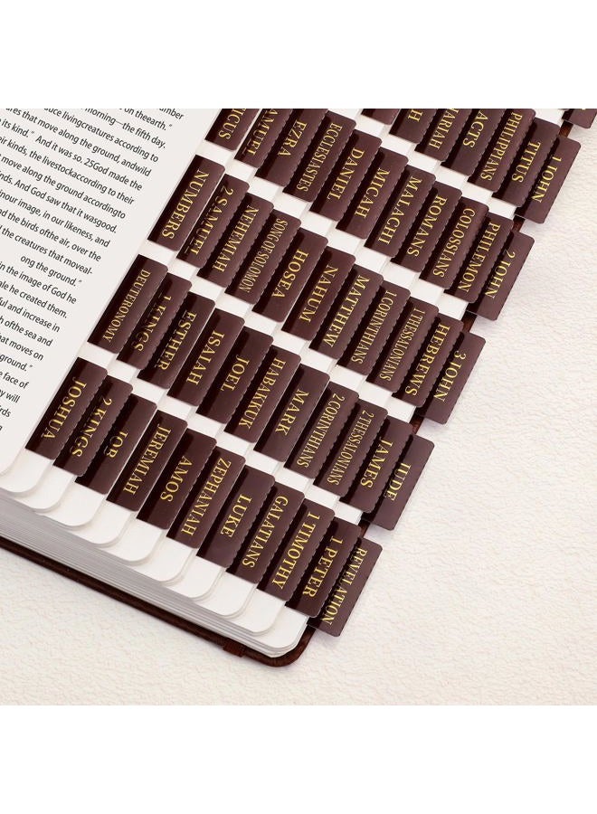 RETTACY Bible Tabs, for Women & Men, 66 Tabs for Old & New Testament, Additional 18 Tabs for Apocrypha, Bible Study Supplies & Christian Gifts (Brown) - Image 1