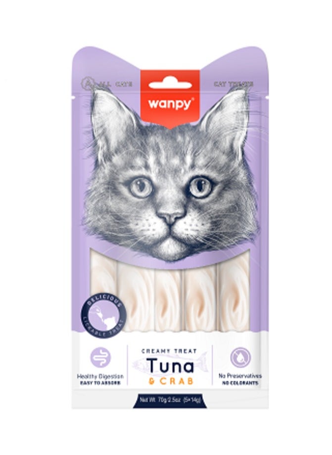 Wanpy Wanby Tuna & Crab Creamy Treats for Cats 70g - 5pcs  - Image 2