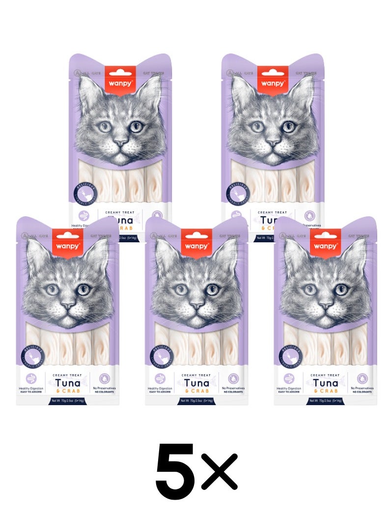 Wanpy Wanby Tuna & Crab Creamy Treats for Cats 70g - 5pcs  - Image 1