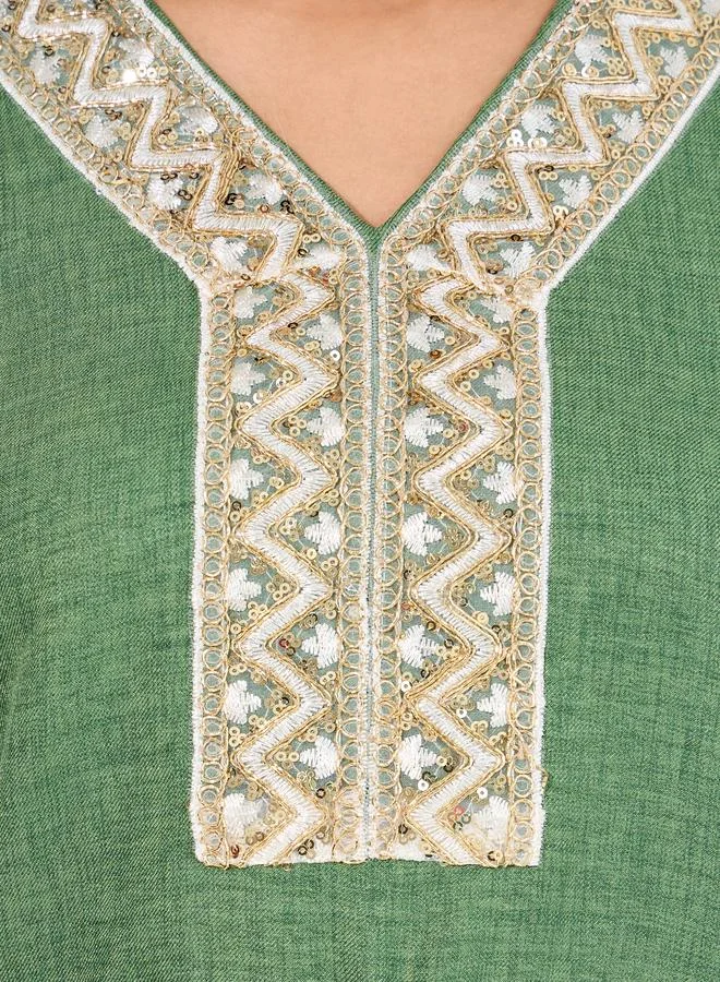 Styli Styli Sequined Neck Decor Jalabiya