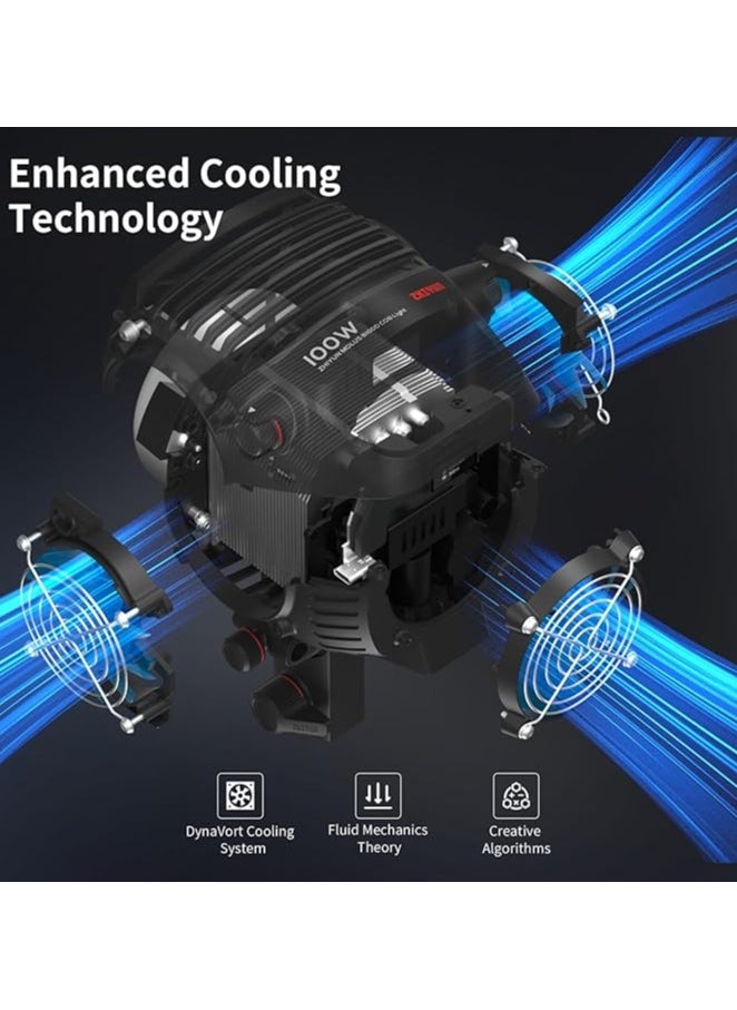 Zhiyun ZHIYUN Molus B100 100W COB Video Light with Bowens 2700K-6500K and ZY Vega APP Control, DynaVort Ultra Quiet Cooling System  - Image 4
