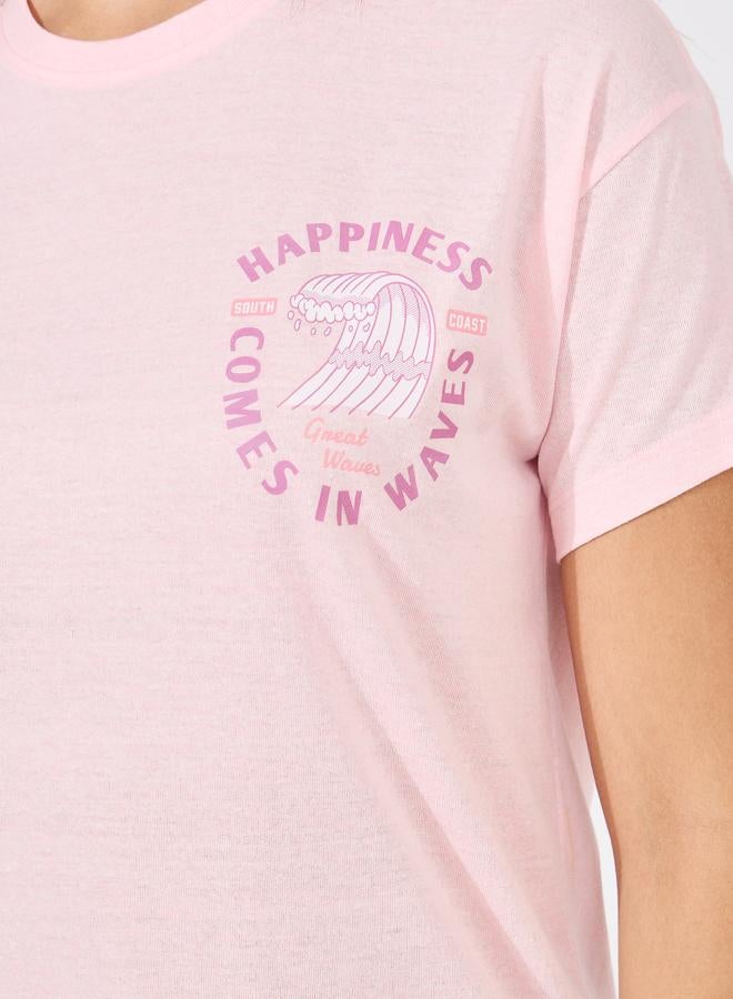 Styli Happiness Graphic Drop Shoulder T-Shirt and Straight Pyjama Set - Image 4