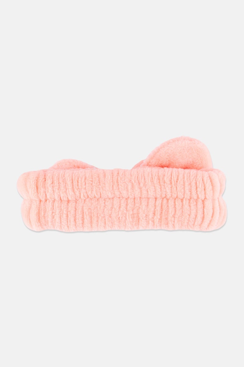 Olivia Rose Plush Spa Headband, Light Peach - Image 3