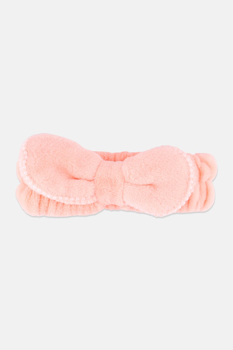 Olivia Rose Plush Spa Headband, Light Peach - Image 2