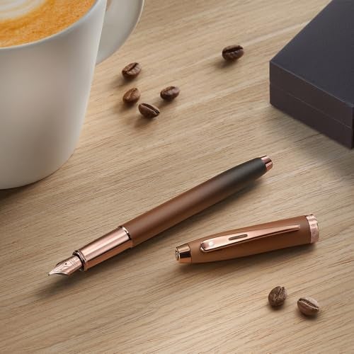 Sheaffer 100 9374 Coffee Edition Matt Brown Fountain Pen with Regal Brown PVD Appointments and Signature mid band - Medium Point - Image 2