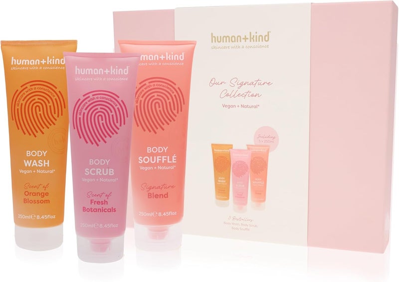 HumanKind Natural Glow Gift Set Orange Blossom Body Wash Signature Blend Body Souffl Nourishing Vegan Skincare Duo Refreshing Hydrating SelfCare Gift for Her Signature Collection
