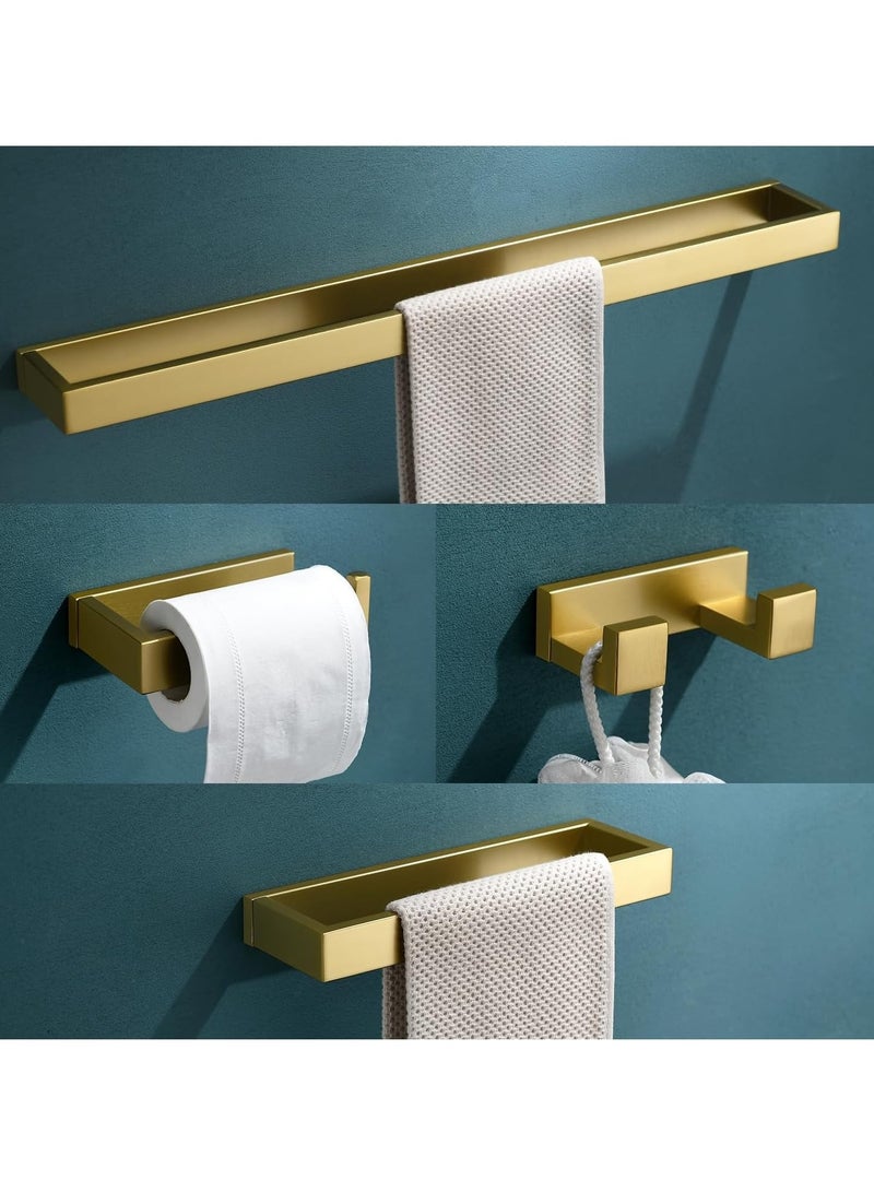 4 Pieces Bathroom Hardware Accessories Set Modern Gold Towel Bar Set for Bathroom, Stainless Steel Wall Mounted, 23.6 Inch - Image 1