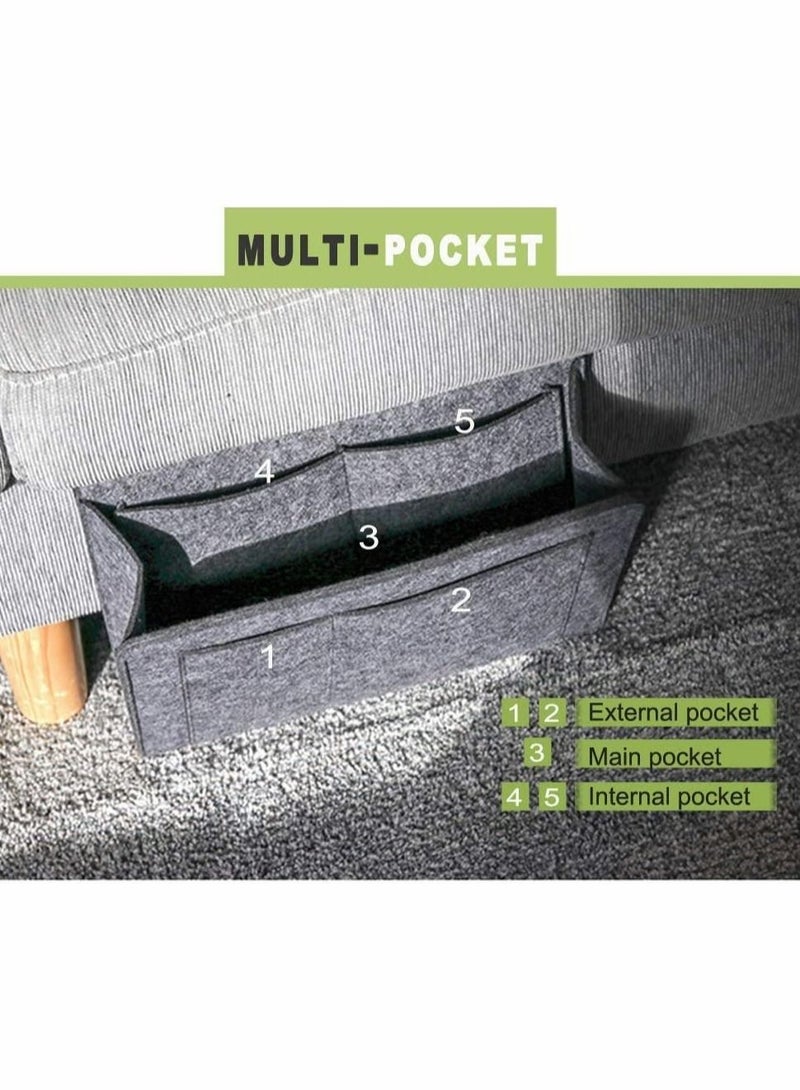 Excefore Bedside Storage Pocket, 2 Pcs Felt Bedside Storage Hanging, Space Saving, 5 Pockets Holds  - Image 2