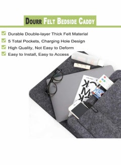 Excefore Bedside Storage Pocket, 2 Pcs Felt Bedside Storage Hanging, Space Saving, 5 Pockets Holds  - Image 4