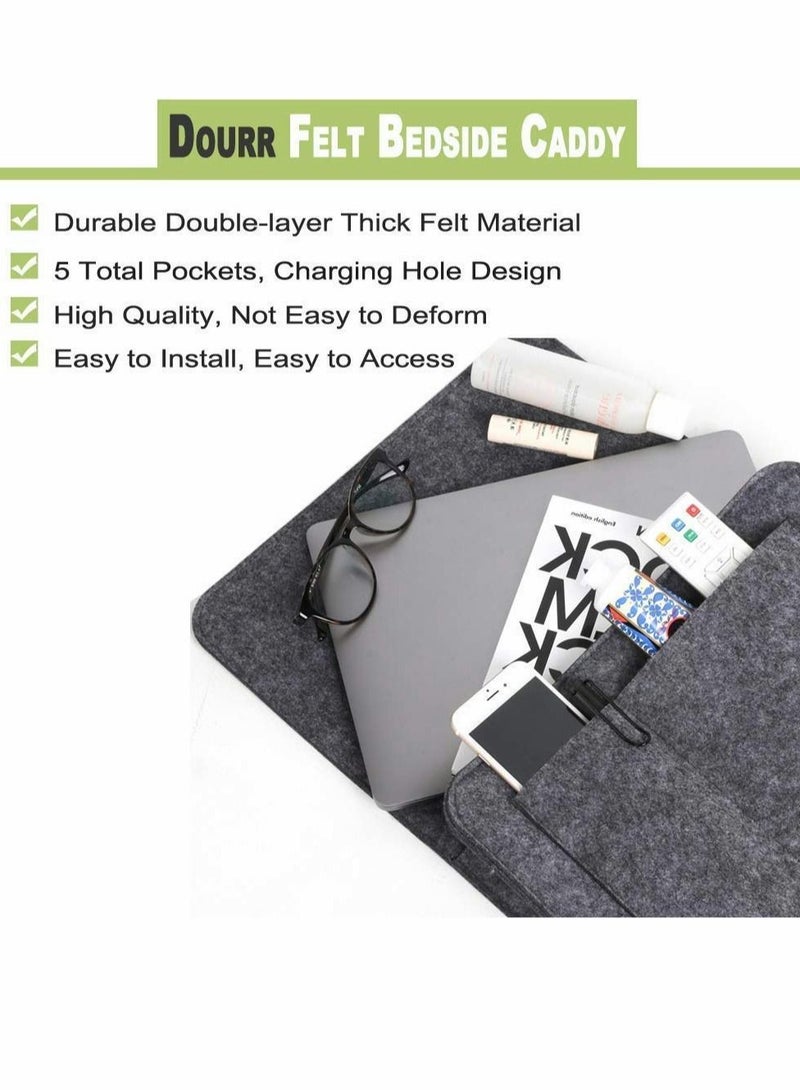 Excefore Bedside Storage Pocket, 2 Pcs Felt Bedside Storage Hanging, Space Saving, 5 Pockets Holds  - Image 4