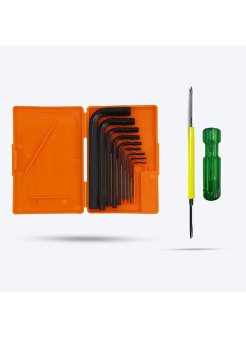 Exotic Arcade 9 Pieces Full Hex Allen Key Kit with 2in1 Screwdriver Bolt Spanner Goti Wrench L Shape Repair Tool Set for Bike/Bicycle/Cycle/Guitar Allen Key Set