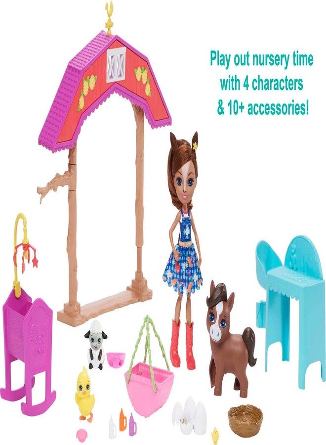 ENCHANTIMALS Mattel Enchantimals Barnyard Nursery Playset with Haydie Horse Small Doll (6-inch), Trotter Horse, 3 Additional Animal Figures & 10+ Accessories - Image 4