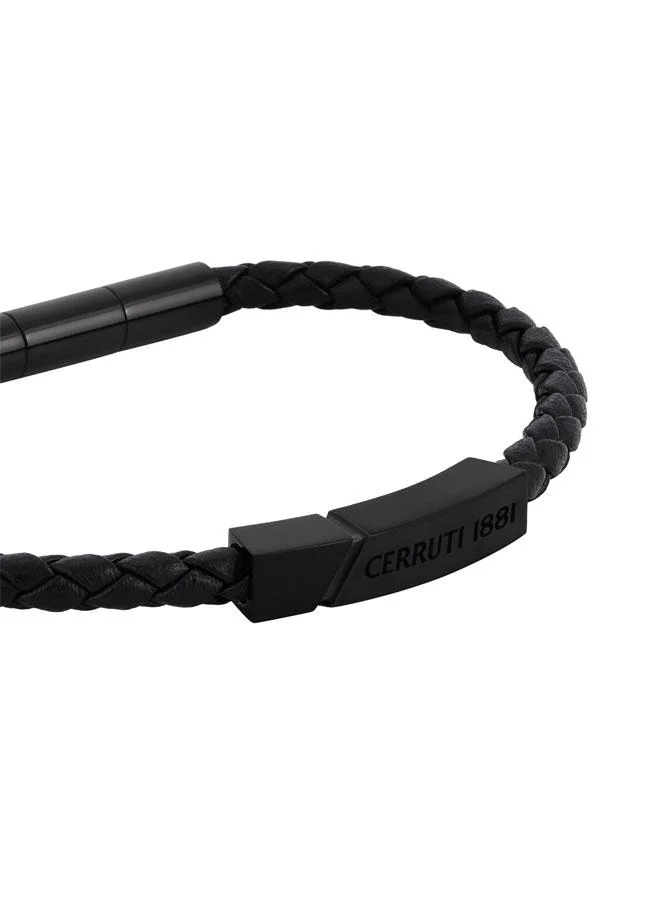CERRUTI 1881 Black Yago Black Braided Leather Bracelet for Men for Men | Best Price UAE