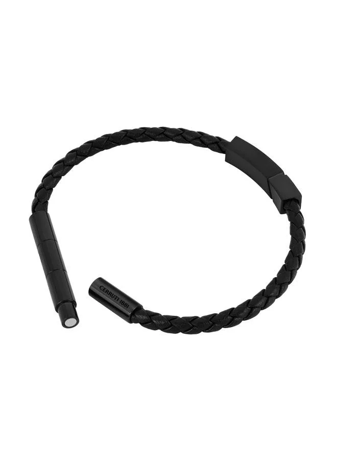 CERRUTI 1881 Black Yago Black Braided Leather Bracelet for Men for Men | Best Price UAE