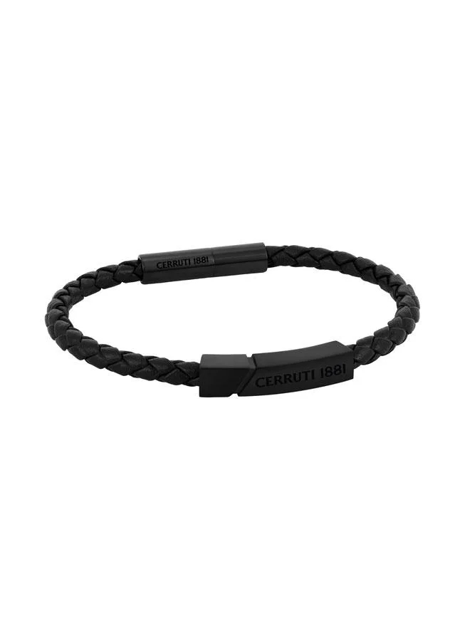 Yago Black Braided Leather Bracelet for Men