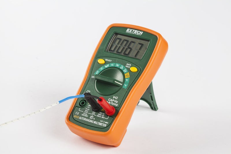 Extech MN36 MiniTec Autoranging Digital Mini Multimeter - 600 V AC/DC, 10 A, Temperature, Resistance, Capacitance, Frequency, Continuity/Diode, Protective Holster & Tilt Stand Included - Image 3