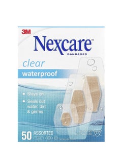 Nexcare Nexcare, Clear Waterproof Bandages, 50 Assorted Sizes  - Image 1