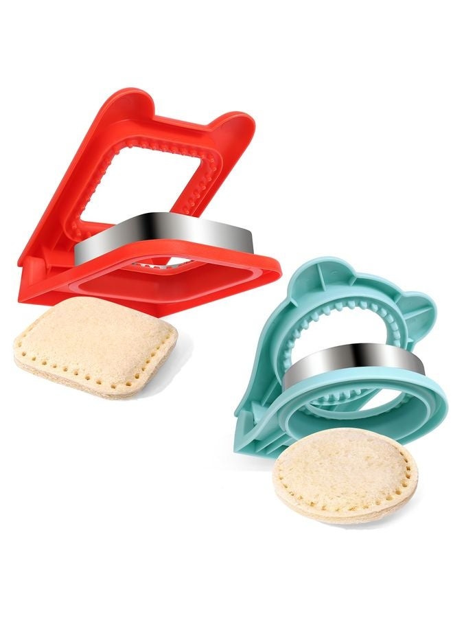 هومستر صناعة ساندويتش,2PCS قطع ساندويتش للأطفال الغداء,قشرة الإفطار ساندويتش القطع والختم مجموعة رائعة للأطفال الأولاد البنات صندوق الغداء و صندوق بنتو,دائرة ساحة - Image 1