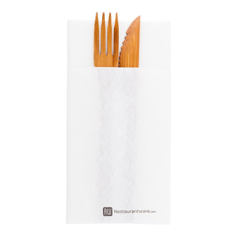 Restaurantware-Luxenap 15.75 Inch Dinner Napkins, 480 Linen Feel Disposable Napkins - Cloth Like, Air Laid, White Paper Pocket Napkin Sleeves, Pre-folded, For Sliverware, Utensils, And Cutlery - Image 2