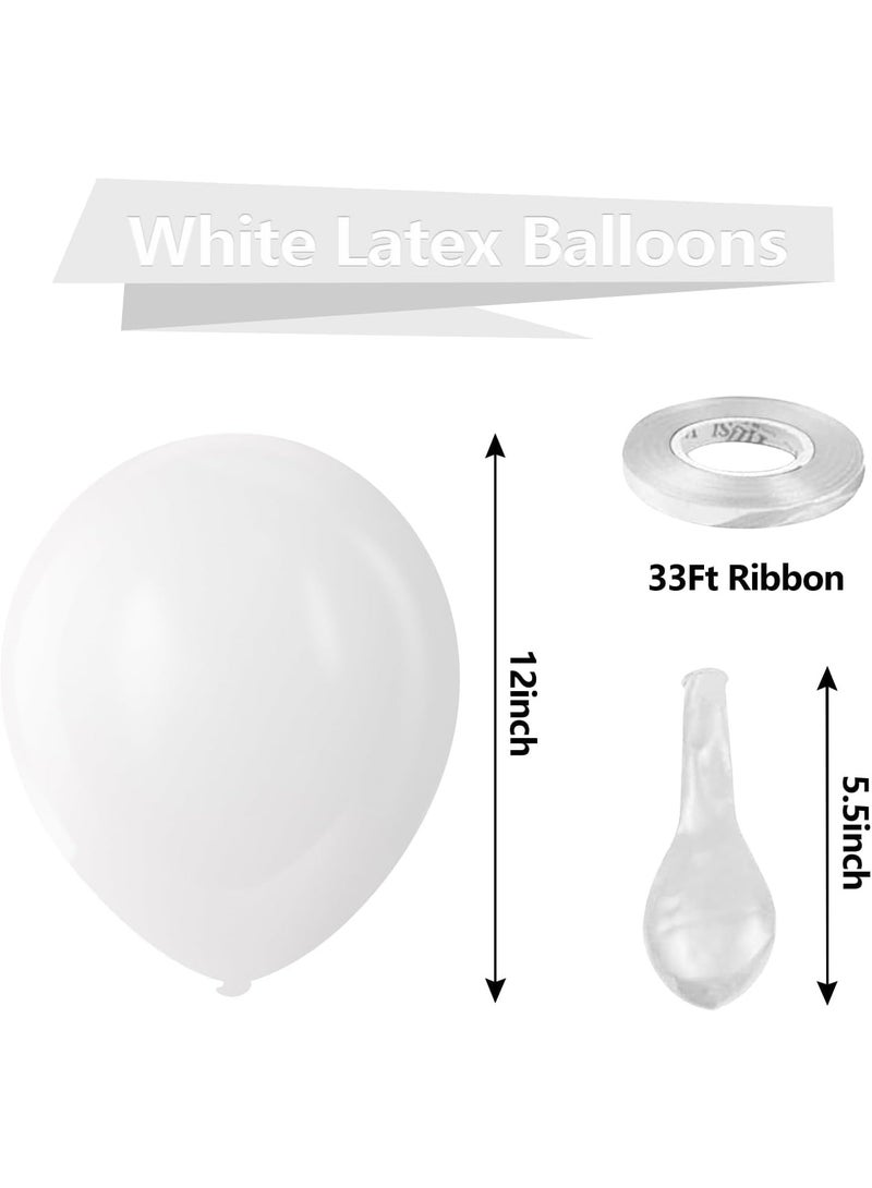 White Balloons Latex Party Balloons, 100 Pack – 12 inch Round Helium Balloons for White Themed Wedding, Graduation, Birthday Party Backdrop, 4th of July, Independence Day Decorations - Image 3