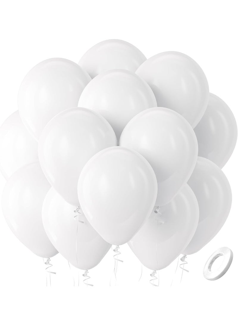 White Balloons Latex Party Balloons, 100 Pack – 12 inch Round Helium Balloons for White Themed Wedding, Graduation, Birthday Party Backdrop, 4th of July, Independence Day Decorations - Image 1