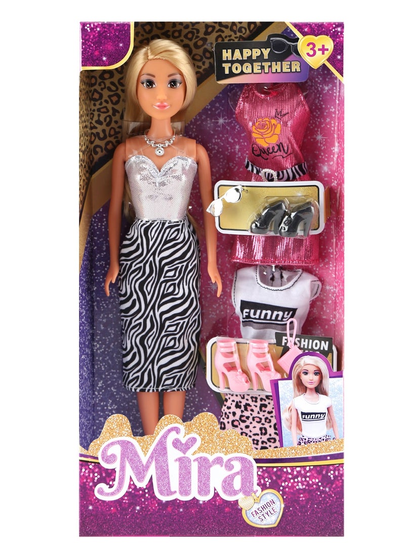 Mira Mira Fashion Dress Up Doll with Accessories – 11.5” Poseable Doll with Extra Dresses, Shoes & Purse – Ultimate Fashion Playset for Girls  - Image 1