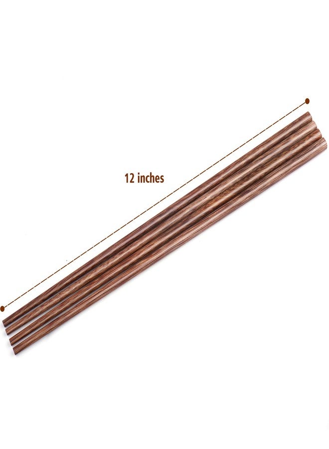 GLAMFIELDS 12 Inches Long Wenge Wood Chopsticks for Hotpot Reusable Chinese Style Chopsticks Kitchen Chop Sticks 2 Pairs - Image 4