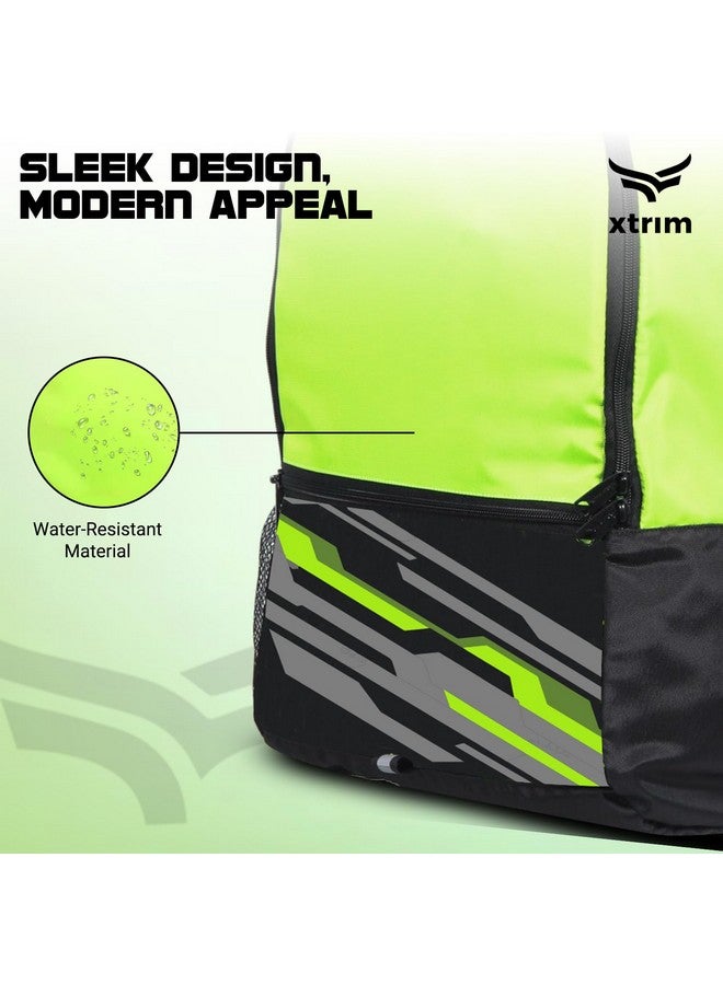 XTRIM 21 litres Backpack for Men & Women, Backpack for Boys & Girls, Water-Resistant, Quick Access Pockets, School Bag for Boys, Travel Bag for Men, (11‚Äù x 7.5‚Äù x 19.5‚Äù, Black & Neon Green) - Image 2