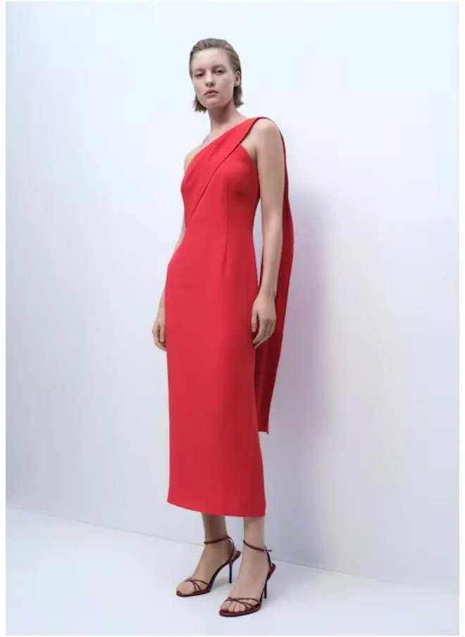 مانجو Casual Asymmetrical Bow-Neck Dress