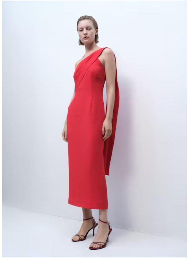 MANGO - Casual Asymmetrical Bow-Neck Dress - Image 1