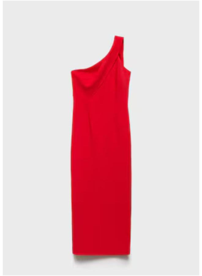 MANGO - Casual Asymmetrical Bow-Neck Dress - Image 1
