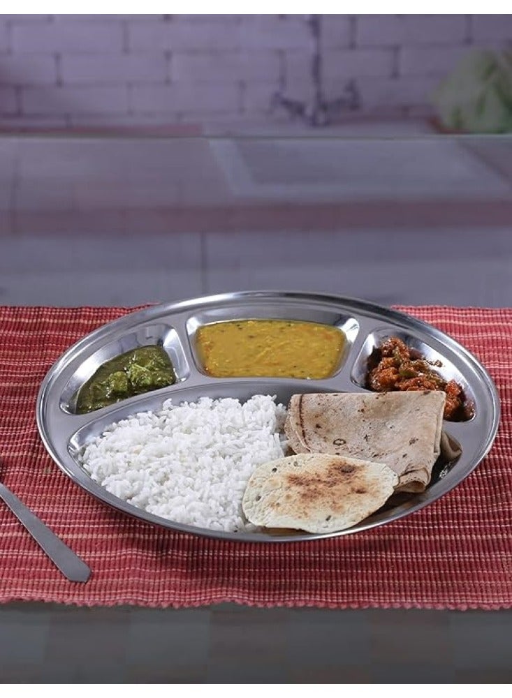 المفرج 6 قطع طبق عشاء مقسم من الستانلس ستيل فضي 32.5سم