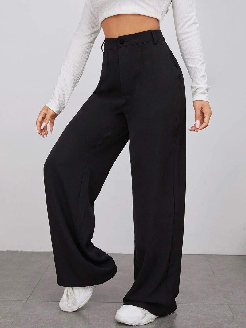 Toochki Trousers for Woman Pants Women's Formal Office Korean | Black Track Pant | Straight | Cotton Spandex Stretchable Trouser | High-Waisted Bottom Wear - Image 3