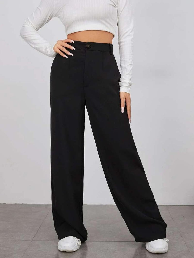 Toochki Trousers for Woman Pants Women's Formal Office Korean | Black Track Pant | Straight | Cotton Spandex Stretchable Trouser | High-Waisted Bottom Wear - Image 2