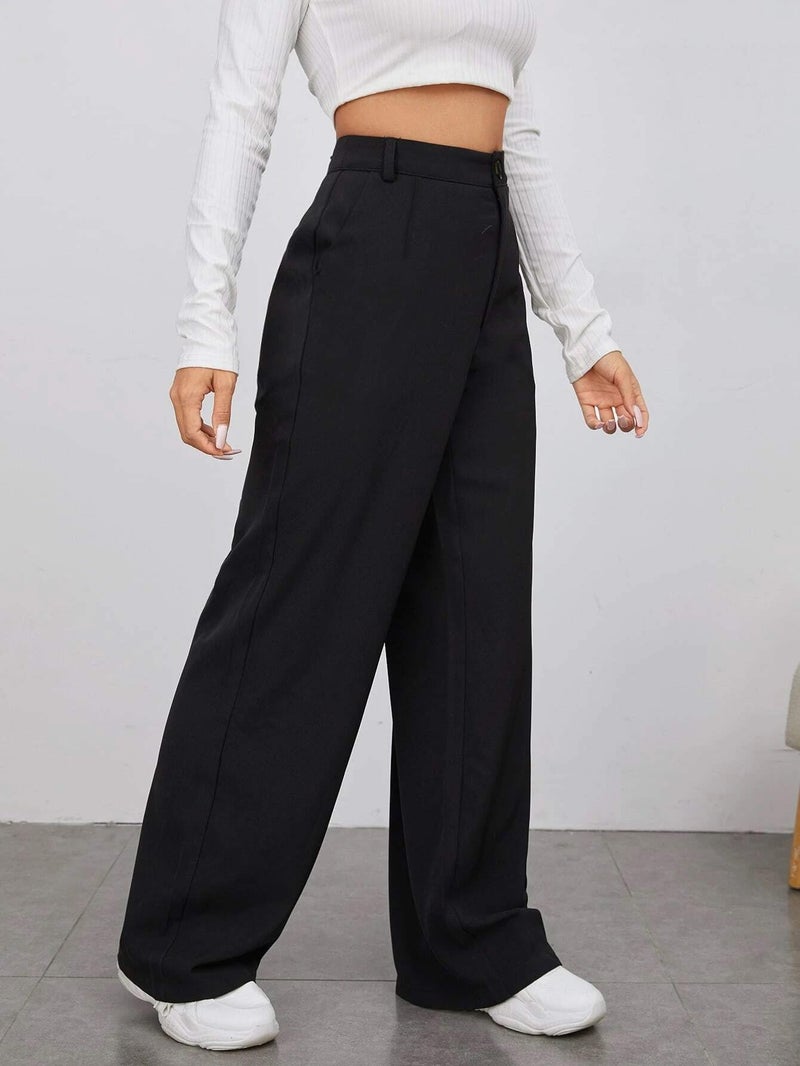 Toochki Trousers for Woman Pants Women's Formal Office Korean | Black Track Pant | Straight | Cotton Spandex Stretchable Trouser | High-Waisted Bottom Wear - Image 4