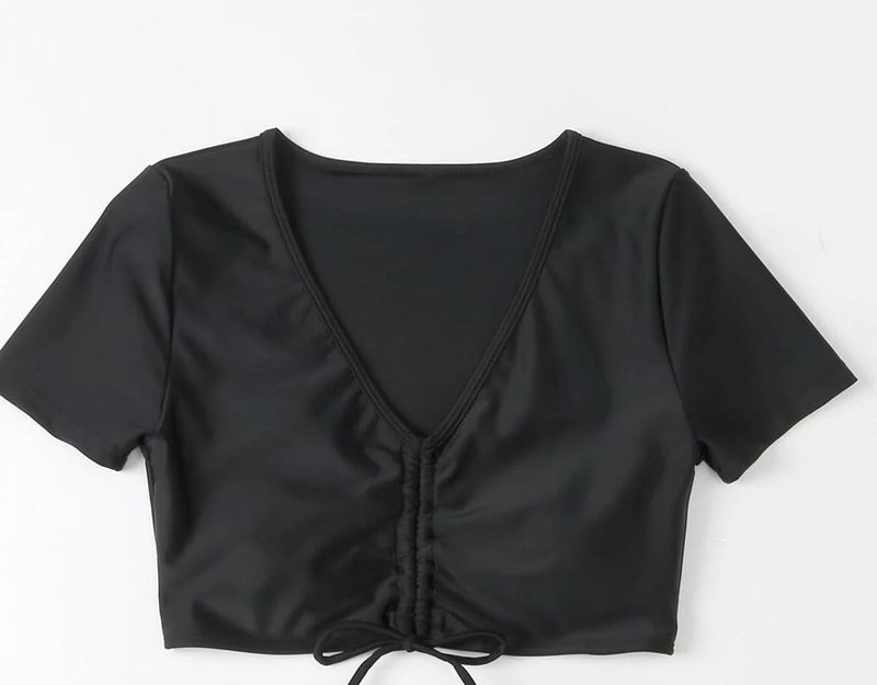 Angelsin Special Design Half Sleeve Ruffle Detailed Bikini Top  - Image 2
