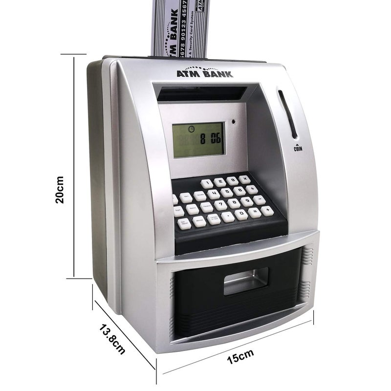 LIKE Toy Talking ATM Bank ATM Machine Savings Bank for Kids -Works like a Real one- Deposit  Withdraw  Debit Card  Saving Target  Timer and Clock - Image 4