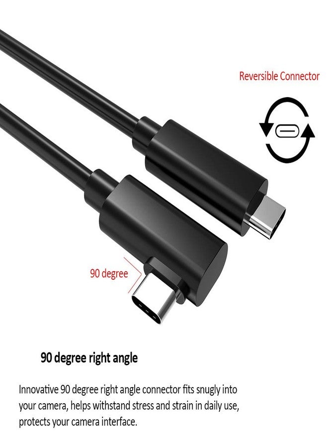 Easy Hood USB C to USB C 3.2 Gen 1 Cable, 90 Degree Type C Charging Data Transfer Cord for Sony Alpha 1 A7C A7SIII A7RIV A7III A7RIII Canon EOS R5 R6 R RP G5X Mark II G7X Mark III, 5Gbps/3A High Speed - Image 2